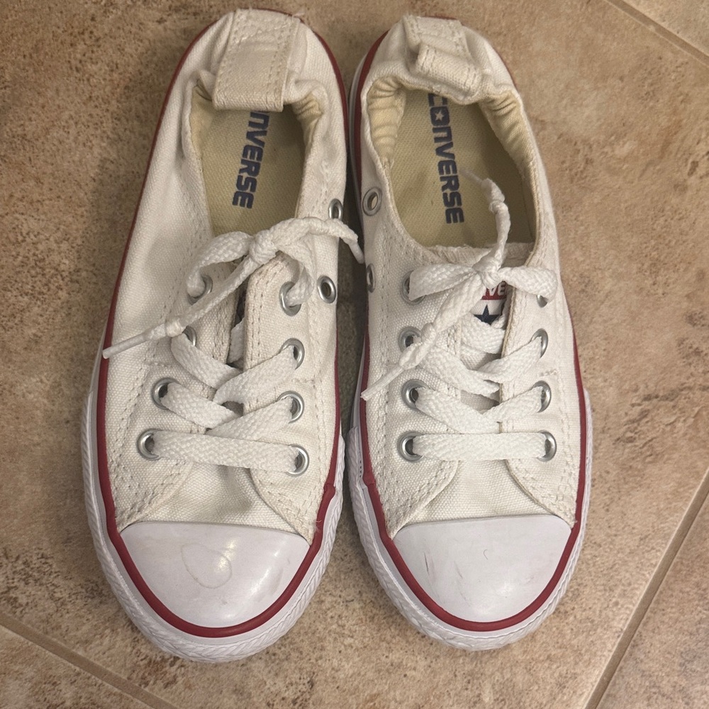 Converse Kids Off-White Sneakers with Red Trim